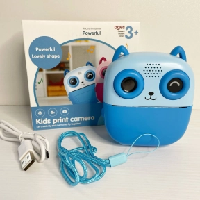  Голубой детский фотоаппарат мгновенной печати (принтер) с экраном, C 73493