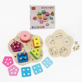 Дерев'яний геометричний сортер - логіка Квіточка, C 74024