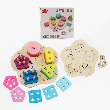 Дерев'яний геометричний сортер - логіка Квіточка, C 74024