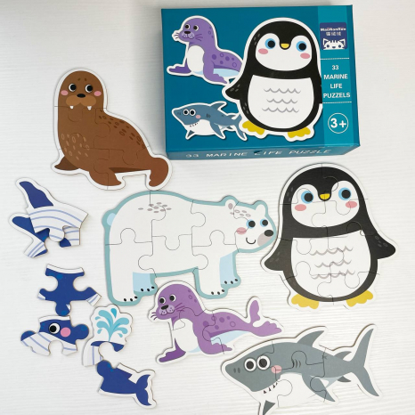 Пазли картонні Морські жителі, 6в1, 33 елементи, C 74309