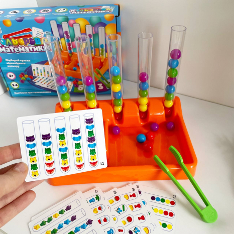Гра кульками, пінцетом та колбами Кольорова Математика 75054 4FUN Game Club