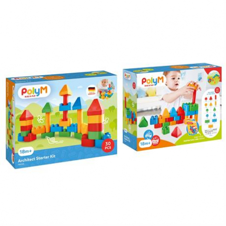 Конструктор пластиковый гибкий с крупными элементами Hape PolyM Архитектор 30 элементов 760005