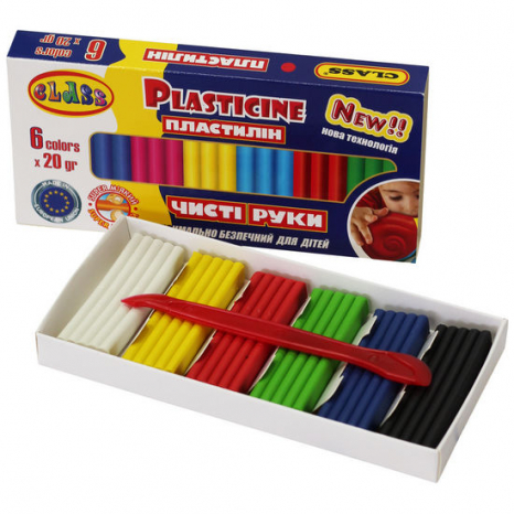 Пластилин CLASS  6 цветов по 20г Чистые руки MAXI 7643