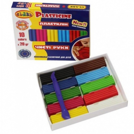 Пластилін восковий CLASS 10 кольорів 7645 20г Чисті руки MAXI  ECO