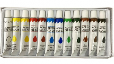 Фарба акрилова  12 кольорів ТМ CLASS 7650 набір в тюбиках по 12мл