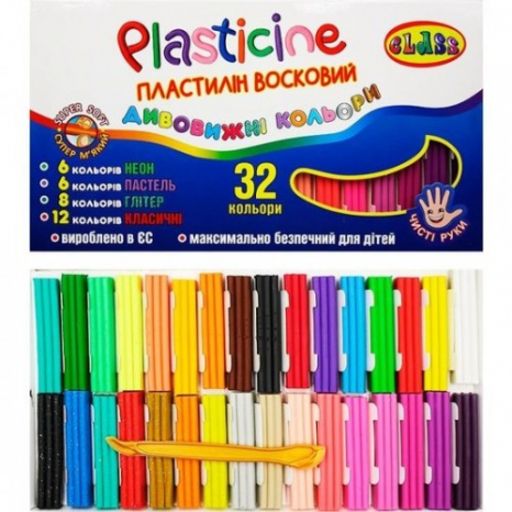 Пластилін восковий Чисті руки 32 кольори 360г CLASS 7656