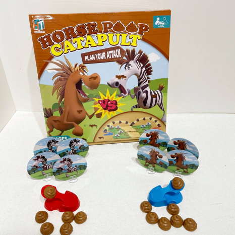Дитяча розважальна гра на влучність з какашками, зебри проти коней 777-119