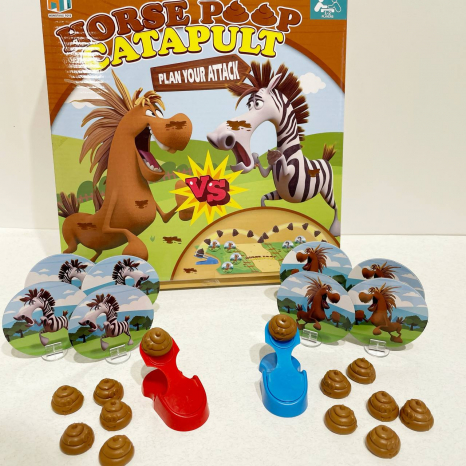 Дитяча розважальна гра на влучність з какашками, зебри проти коней 777-119