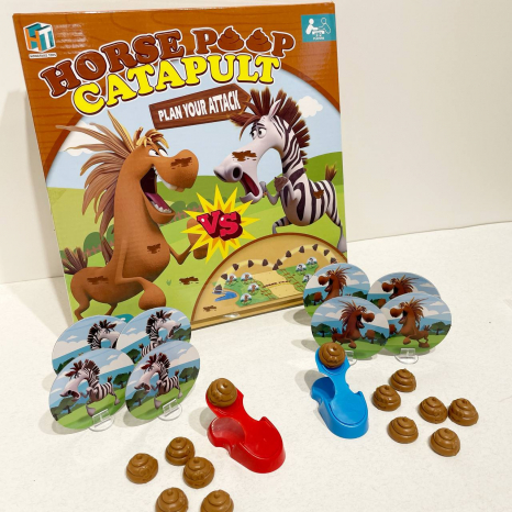 Дитяча розважальна гра на влучність з какашками, зебри проти коней 777-119
