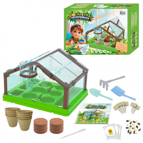 Теплиця дитяча одноповерхова: ботанічні експерименти (насіння, грунт, інструменти),78522