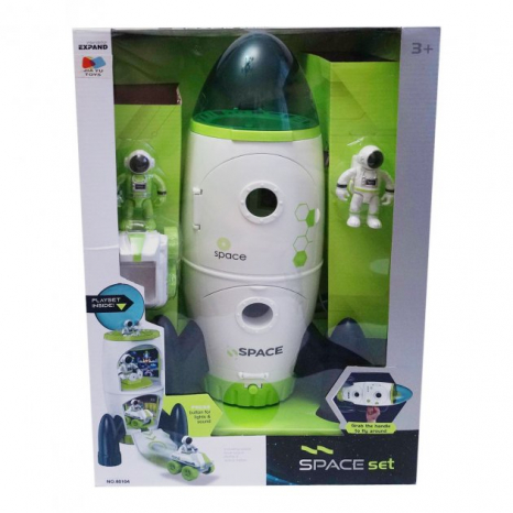Ігровий набір Космічний корабель (ракета з луноходом та космонавтами) : звукові та світлові ефекти 80104