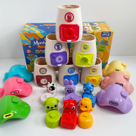 Логічна гра Монтессорі (6 будиночків, 6 тварин, цифри, написи англійською мовою, відчиняються дверцята) 805-2