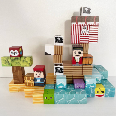 Магнитный конструктор Пираты, мешочек, кубик 2 см, 81004