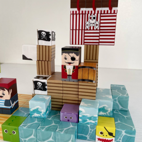 Магнитный конструктор Пираты, мешочек, кубик 2 см, 81004