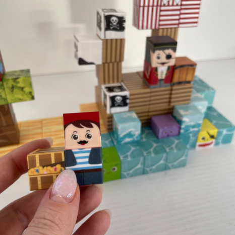 Магнитный конструктор Пираты, мешочек, кубик 2 см, 81004