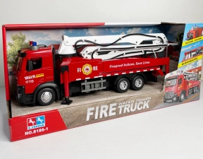 Спецтехніка  “Пожежна машина”, звук, підсвічування, помпове накачування води, висувна драбина, інерція, платформа обертається, 8186-1