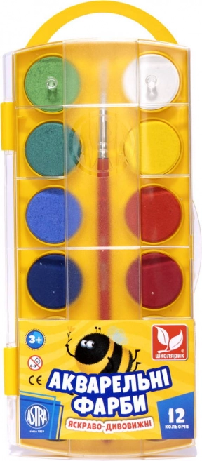 Акварельные краски 12 цветов Школярик