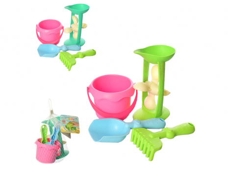 Набір для пісочниці та ігр з водою 838-1 (відро, млин, лопатка, граблі)