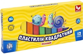 Пластилін квадратний восковий ASTRA 12 кольорів  83813908 Школярик