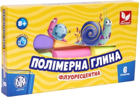 Полімерна глина ASTRA  6 кол. 83911902-UA, флуоресцентна  Школярик