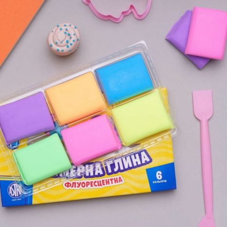 Полімерна глина ASTRA  6 кол. 83911902-UA, флуоресцентна  Школярик