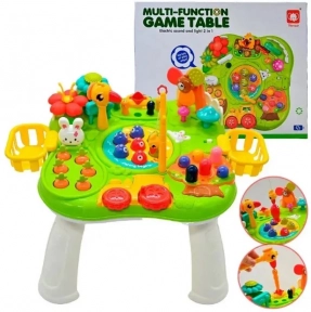 Інтерактивний багатофункціональний розвиваючий столик з магнітною риболовлею, грою нагодуй пташеня, рухомими елементами 854