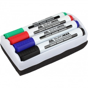 Набір маркерів д/магн. дошок BUROMAX 8800-84 на 4кол. + губка 2-4мм (1/12/96)