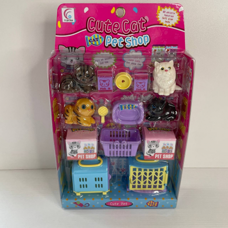 Іграшковий набір зоомагазин, фігурки з переносками (коти, собаки) 884
