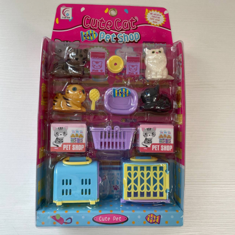 Іграшковий набір зоомагазин, фігурки з переносками (коти, собаки) 884