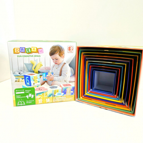 Развивающая игра башня 88630 кубики, пирамидка, ростомер, фигуры, цифры, счет