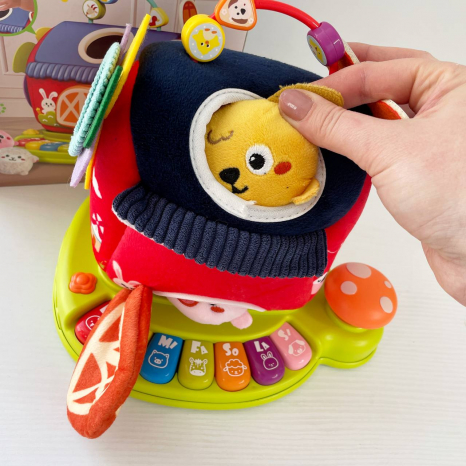 Логічний будинок Ферма з м'якими тваринками, музичне піаніно, звуки тварин, гра на швидкість реакції, 8867