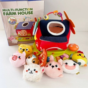 Логический дом Ферма с мягкими животными, пианино, звуки животных,игра на скорость реакции, 8867 