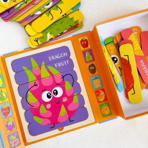 Набір дерев'яних пазлів з паличок Фрукти (36 елементів, 6 двосторонніх головоломок)