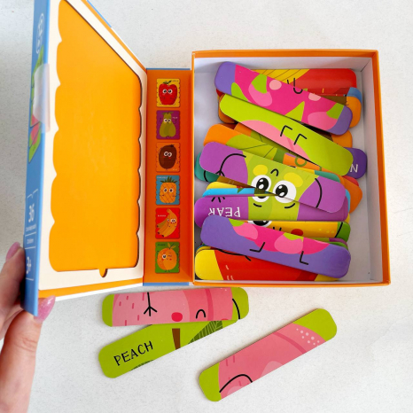 Набір дерев'яних пазлів з паличок Фрукти (36 елементів, 6 двосторонніх головоломок)