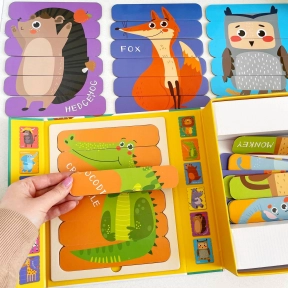 Набір дерев'яних пазлів з паличок Тварини (36 елементів, 6 двосторонніх головоломок)