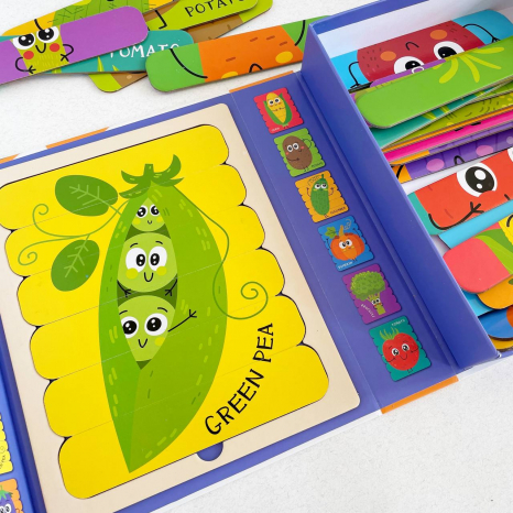 Набор деревянных пазлов из палочек Овощи (36 элементов, 6 двусторонних головоломок) 88771