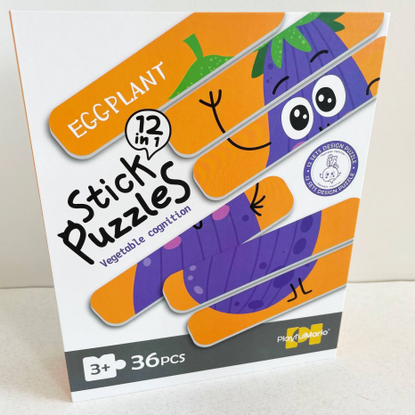 Набор деревянных пазлов из палочек Овощи (36 элементов, 6 двусторонних головоломок) 88771