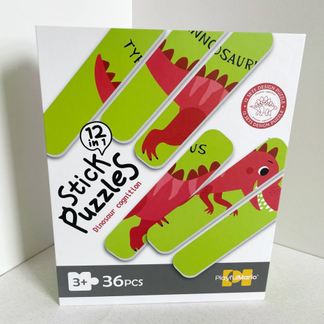 Набор деревянных пазлов из палочек Динозавры (36 элементов, 6 двусторонних головоломок) 88771