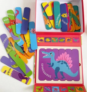 Набор деревянных пазлов из палочек Динозавры (36 элементов, 6 двусторонних головоломок) 88771