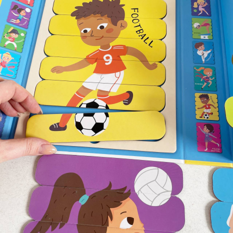 Набор деревянных пазлов из палочек Виды спорта (36 элементов, 6 двусторонних головоломок) 88771