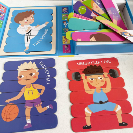 Набор деревянных пазлов из палочек Виды спорта (36 элементов, 6 двусторонних головоломок) 88771