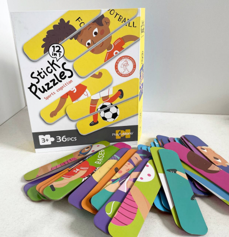 Набор деревянных пазлов из палочек Виды спорта (36 элементов, 6 двусторонних головоломок) 88771