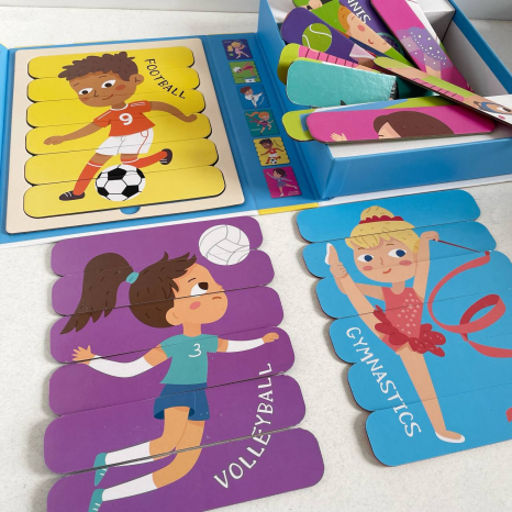 Набор деревянных пазлов из палочек Виды спорта (36 элементов, 6 двусторонних головоломок) 88771