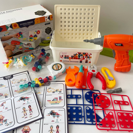 Мозаїка на шурупах з шуруповертом, насадками та інструментами, 888-4C