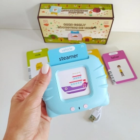 Кишеньковий планшет, дитячий англійський словник з картками "Котик блакитний" (абетка Монтессорі)