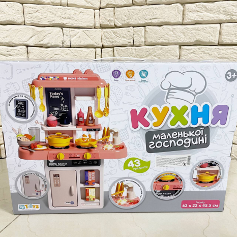 Кухня мийка-ллється вода (механ.), пара, посуд, продукти, 53 предмета, рожева 889-256
