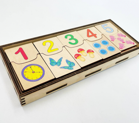 Дерев'яна гра Пазли для дітей від 2х років "Половинки. Цифри" 90011 Розумний лис