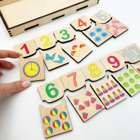 Дерев'яна гра Пазли для дітей від 2х років "Половинки. Цифри" 90011 Розумний лис