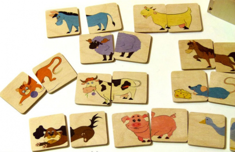 Дерев'яна гра Пазли для дітей від 2х років "Половинки. Домашні тварини" 90013 Розумний лис