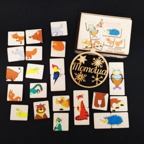 Дерев'яна гра Пазли для дітей від 2х років "Половинки. Лісові тварини" 90017 Розумний лис